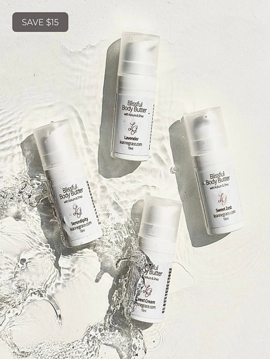 All 4 Blissful Body Butter ON-THE-GO Travel Pumps